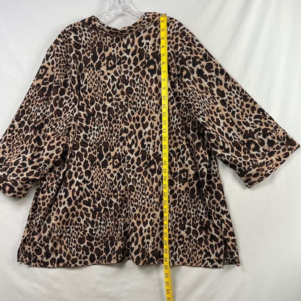 Catherines Button Down Shirt Womens 2X Brown Leopard Animal Print - Picture 5 of 10